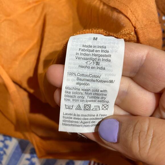 Madewell Womens Burnt Orange Cotton Floral Eyelet lace Lined Shift Dress Size M - Picture 10 of 14